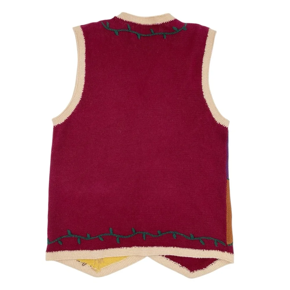Vintage 1995 Eagle's Eye Collectibles Fall Harvest Knit Sweater Vest Retro 90s Red Size undefined - Image 2