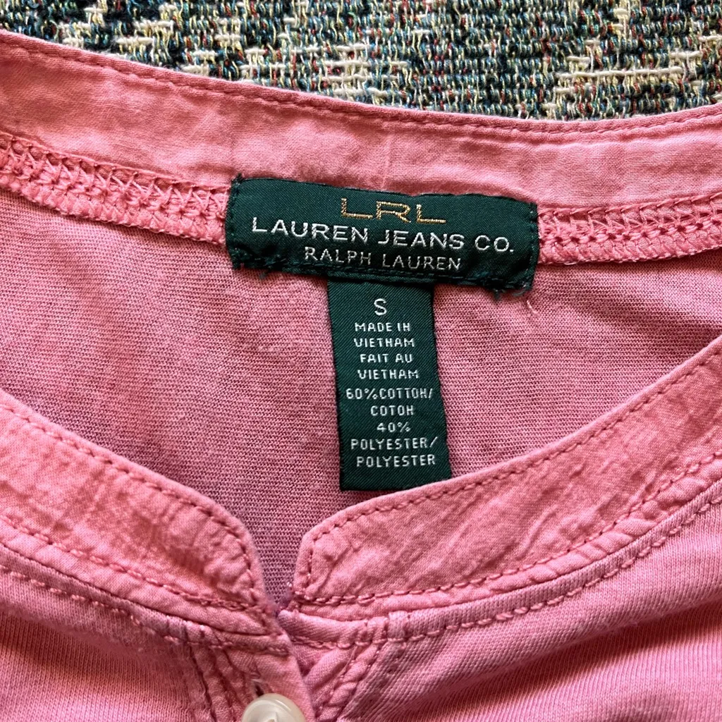 Lauren Ralph Lauren Coral Pink Button Blouse Longsleeve S Y2K Preppy Slim Fit - Image 14