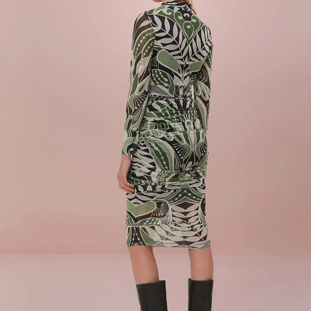 Farm Rio Black Lace Nature Tulle Midi Dress Size: L - Image 3