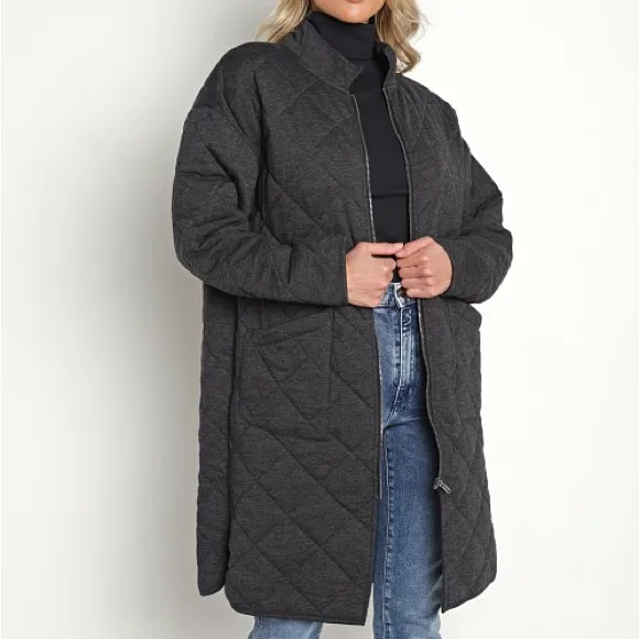 Z Supply Catharina Quilted Zip Jacket Onyx Gray Size Small - Image 3