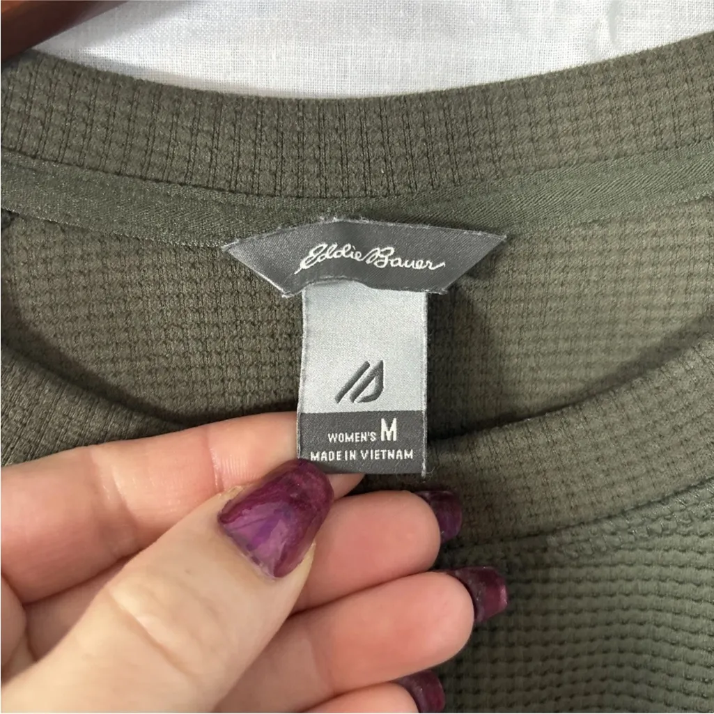 Eddie Bauer Women's Waffle Long Sleeve Crew Neck Lounge Top Green - Women's M - Image 3