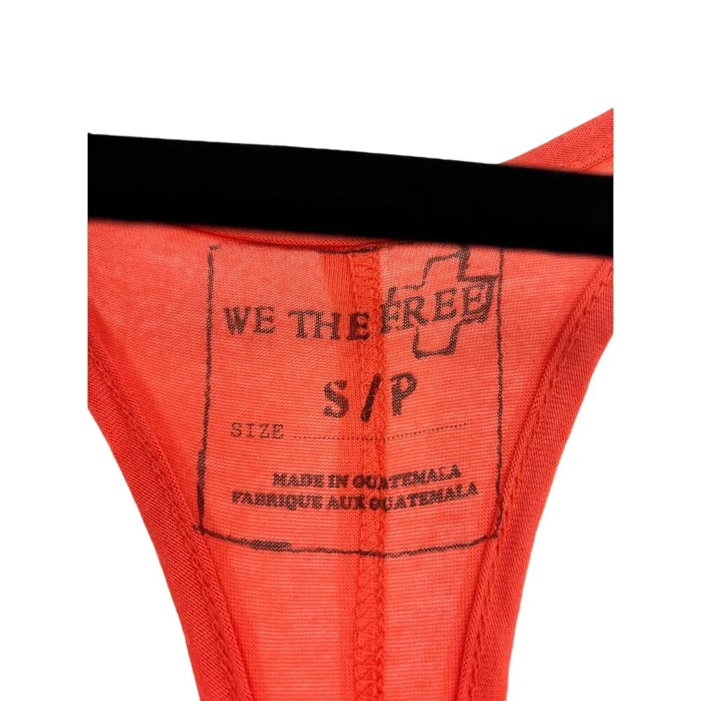 Free People Top Womens Small Silo Tank Orange Racerback Hi-Low Scoop Neck We The - Image 3