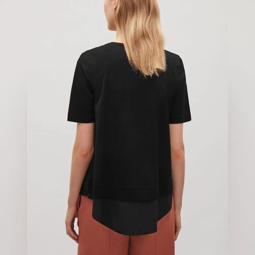 COS  A-line Silk Panel Top Black 100% Silk Size Small - Image 5