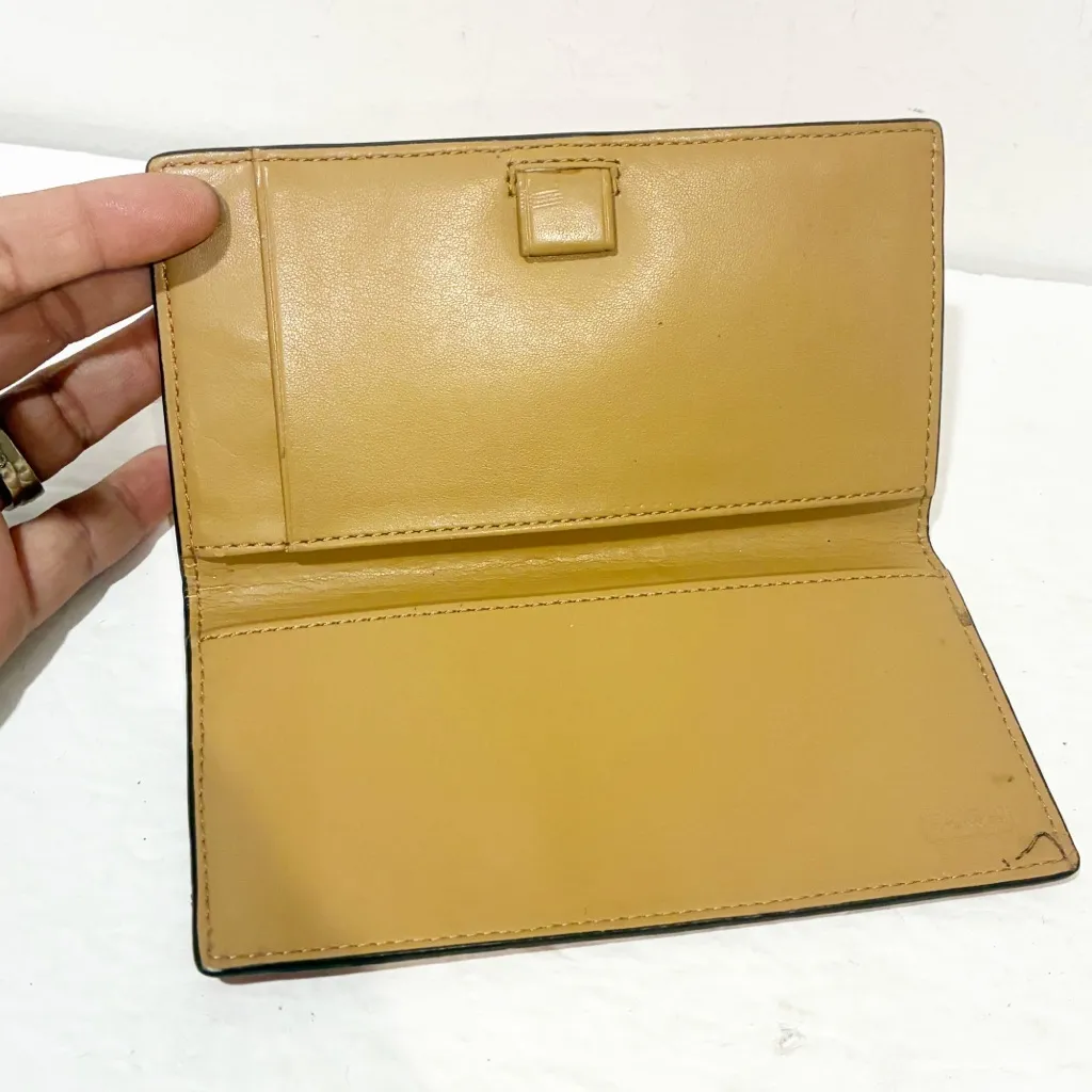 Coach Red Pebbled Leather Tan Interior Checkbook Holder Wallet - Image 2