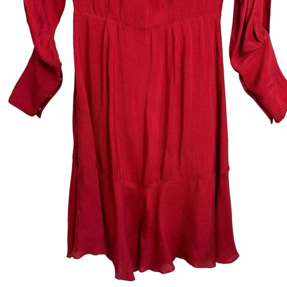 & Other Stories Frill Hem Red Long Sleeve Dress - Image 7
