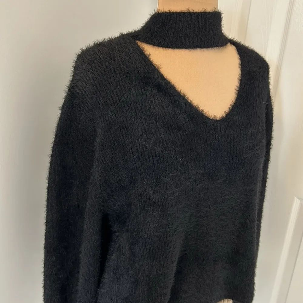 & Other Stories Black Feather Knit Choker Neck Jumper - Image 8