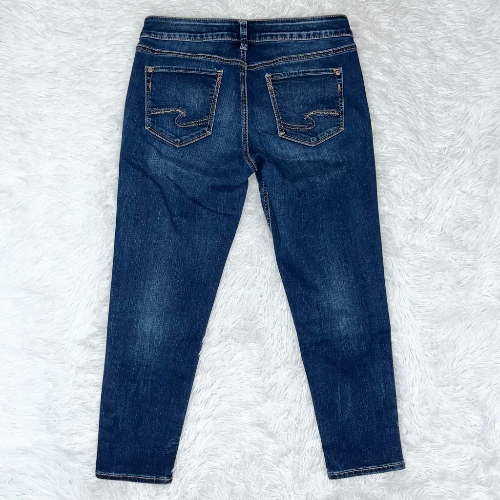 SILVER JEANS Women’s Suki Skinny Crop Dark Wash Blue Denim Jeans 29 - Image 4