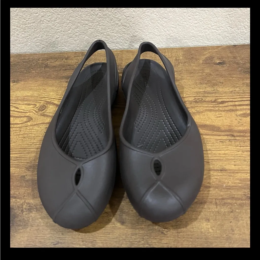 Crocs Olivia II Flats Brown Slip On Shoes Lightweight Comfort Womens Sz 8 Casual - Image 2