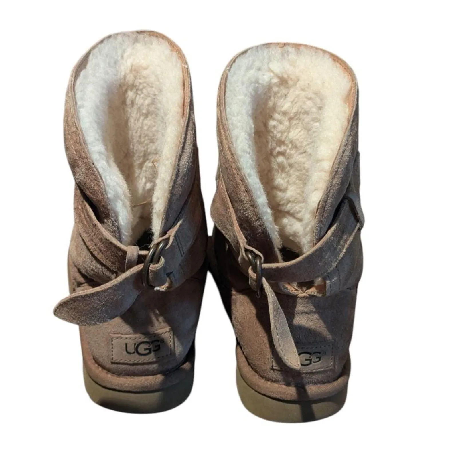 UGG Australia Bailey Button Triplet Suede Boots Women's US 6 Shearling Lined Brown - Image 5