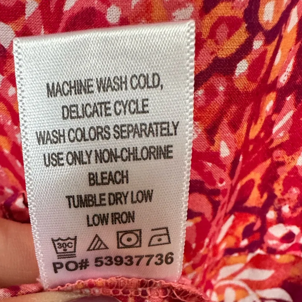 Catherine's Top Women's Size 2x 100% Cotton Lightweight Orange Red Button - Image 7