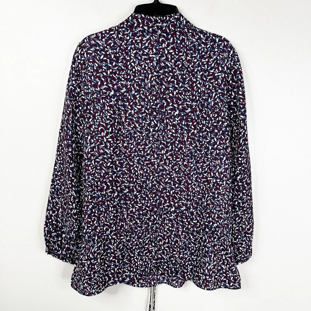 Tory Burch Tunic Womens 2 Red Agate Confetti Drop Waist Silk Shirt - Image 3