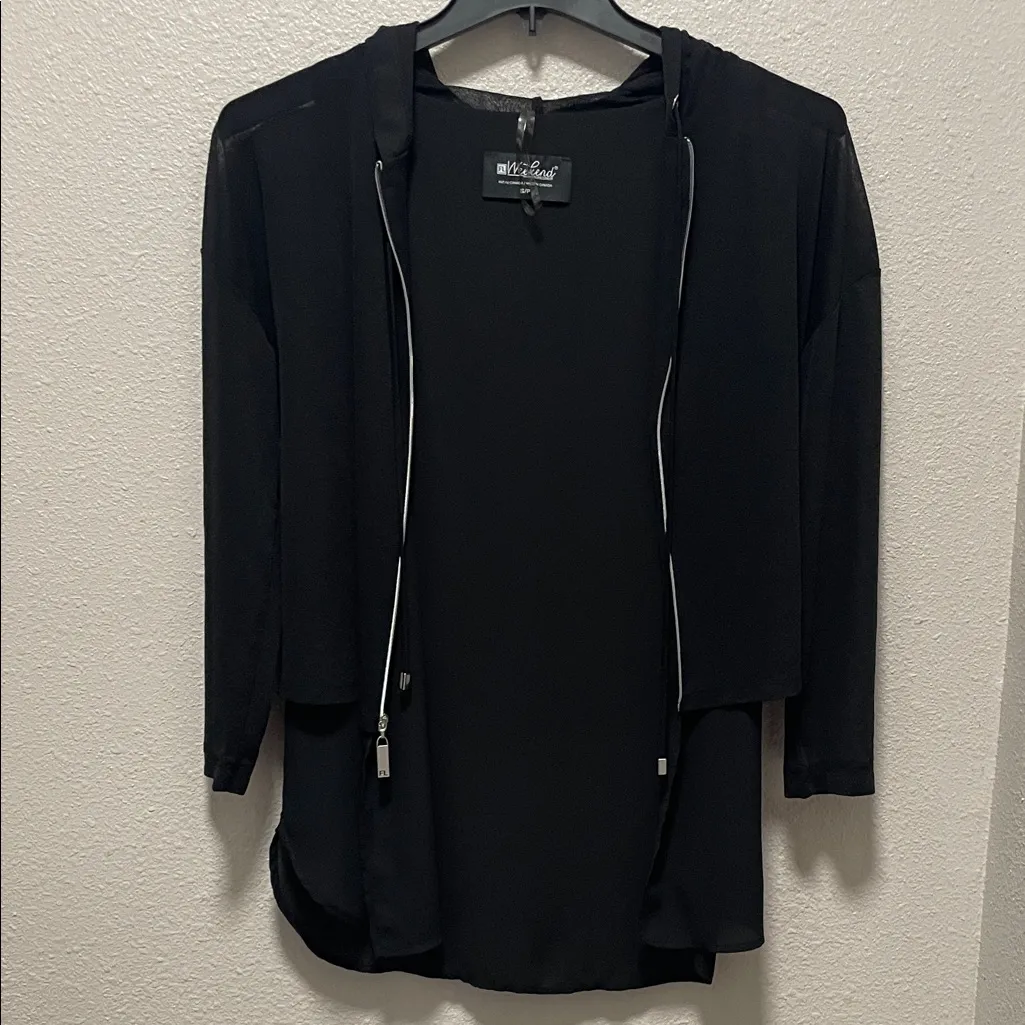 Weekend by Frank Lyman Black Layered Hooded Zip - Image 12