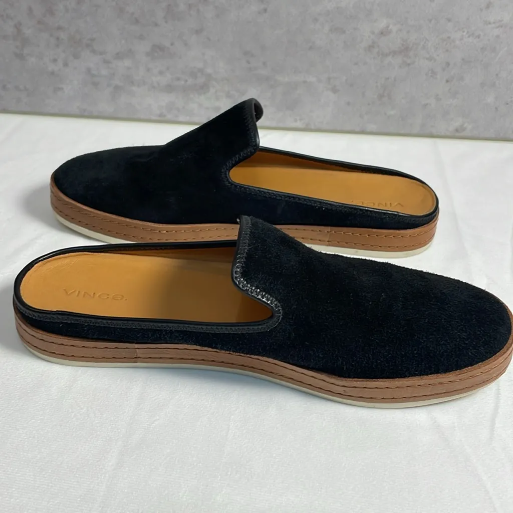 Vince Canella Black Suede Leather Mules‎ Clogs 1” Platform Comfort Size 9.5M - Image 7