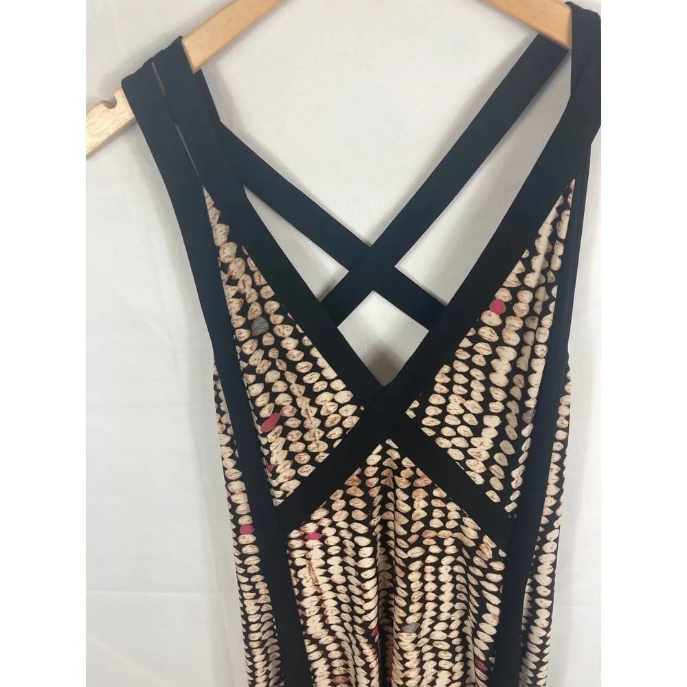 BCBGMAXAZRIA Black Printed Criss-Cross Back Hi-Low Midi Dress XS - Image 4