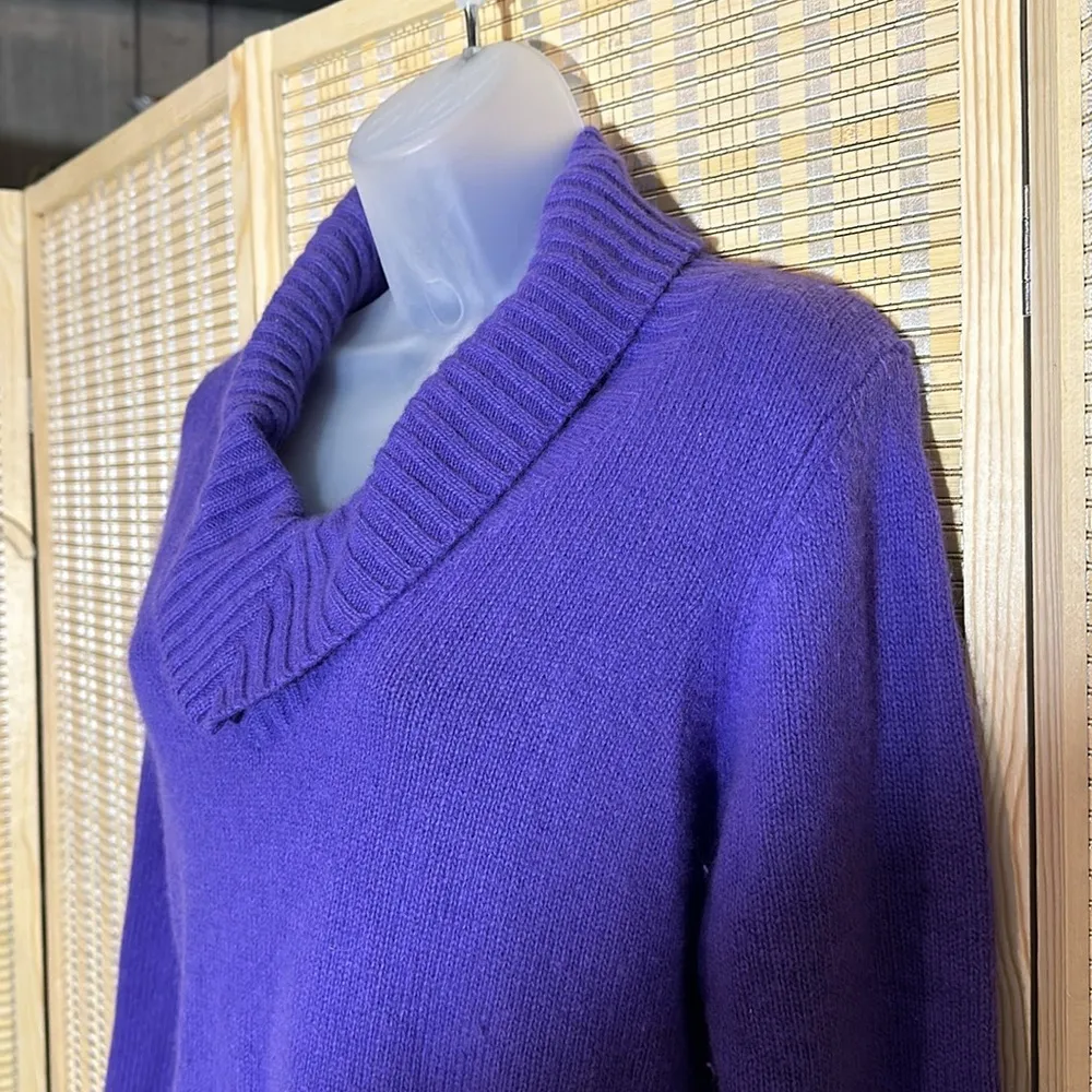 Rafaella Vintage 1990s Y2K Purple Angora Lambswood Cowlneck Sweater Small - Image 4