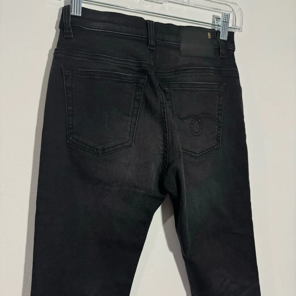 New R13 High Rise Skinny‎ In Vintage Rebel Black Size 25 - Image 9