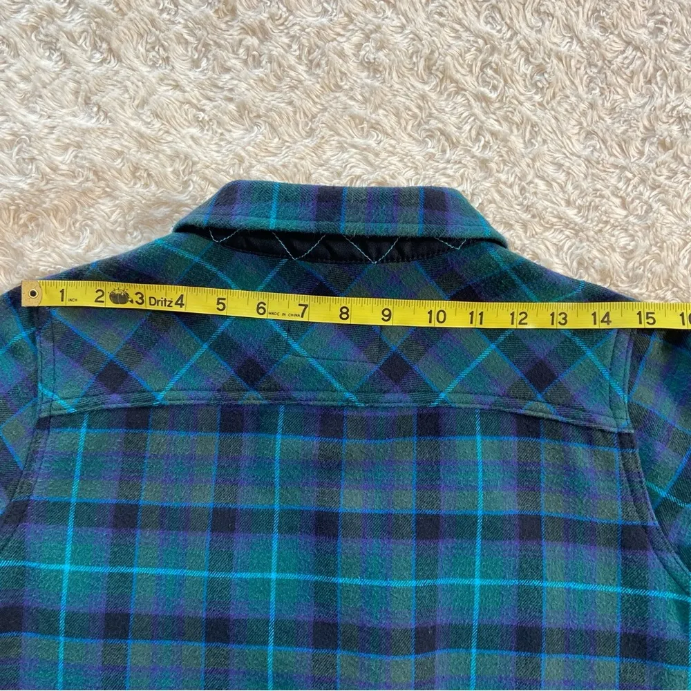 Eddie Bauer Plaid Flannel Fleece Lined Snap Jacket S Small Shacket - Image 10