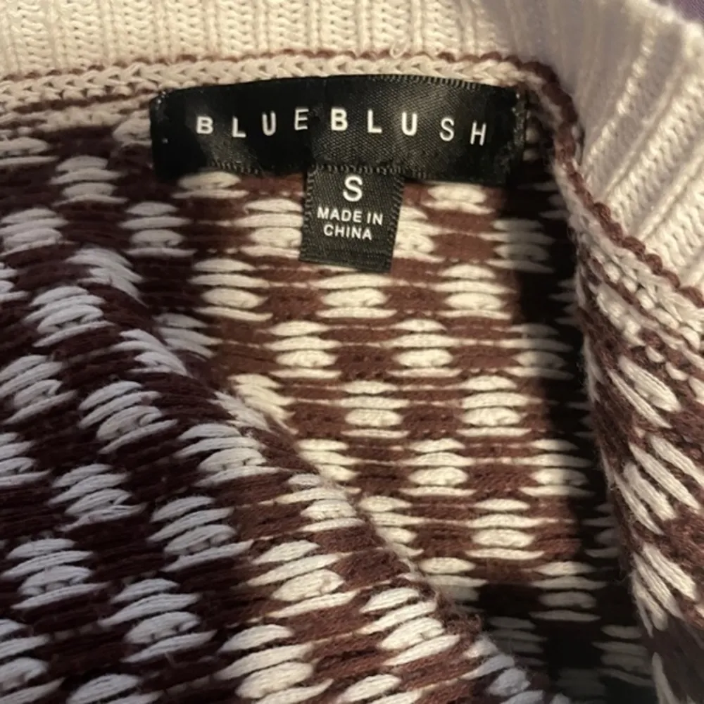 Blue Blush Hold Me Close Cropped Mixed Pattern Sweater Sz Small 100% Cotton - Image 6