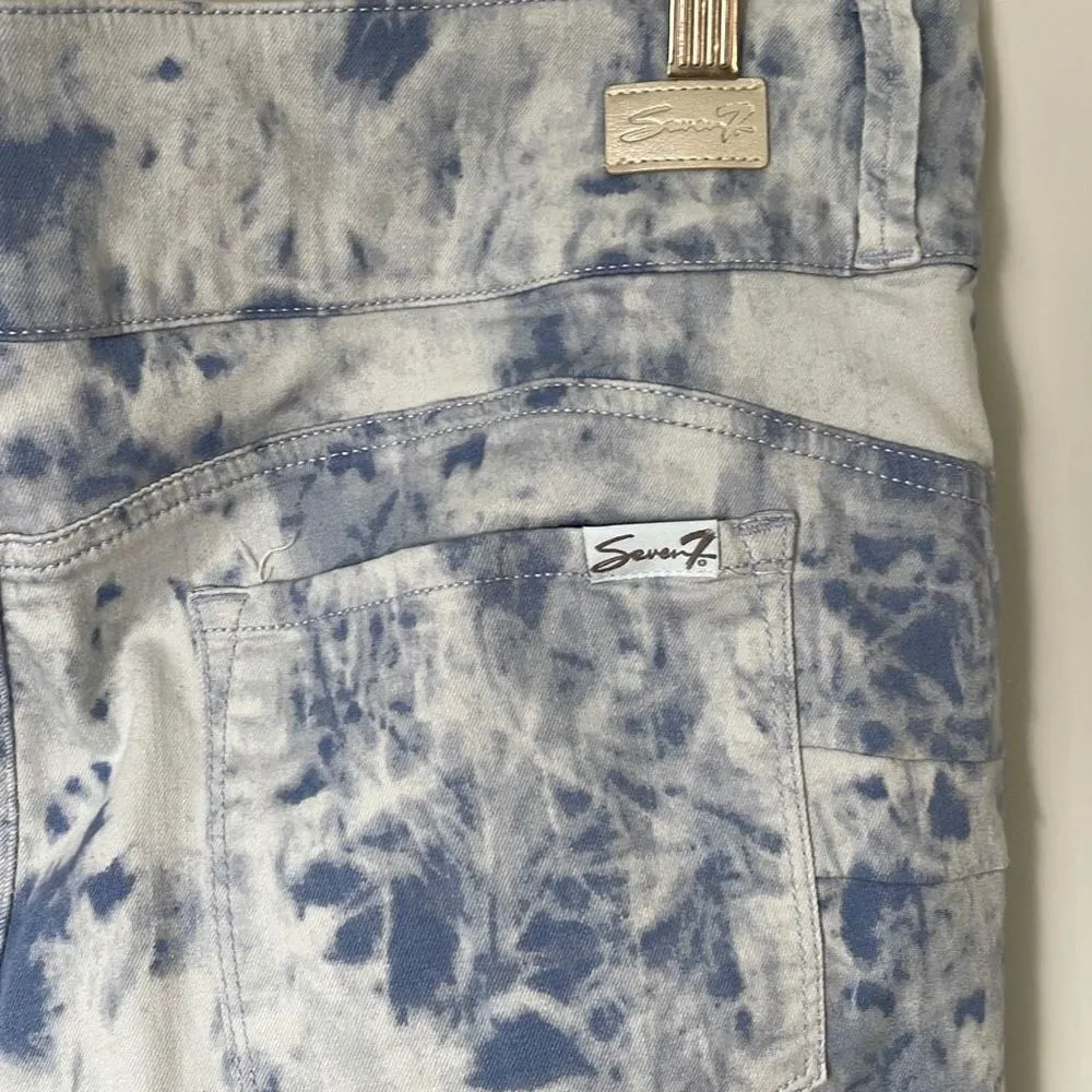 Seven7 Womens Palisades Tie Dye Curvy Ankle Skinny Jeans Slim Stretch Blue White - Image 5