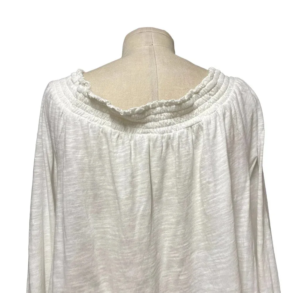 Anthropologie Annie Top Embroidered‎ Off The Shoulder Blouse White Size Large - Image 7