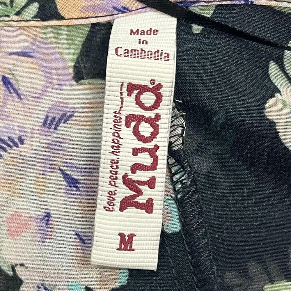 Mudd Black Floral Flowing Cover Shawl Medium Lightweight Cottagecore Frarmcore - Image 5