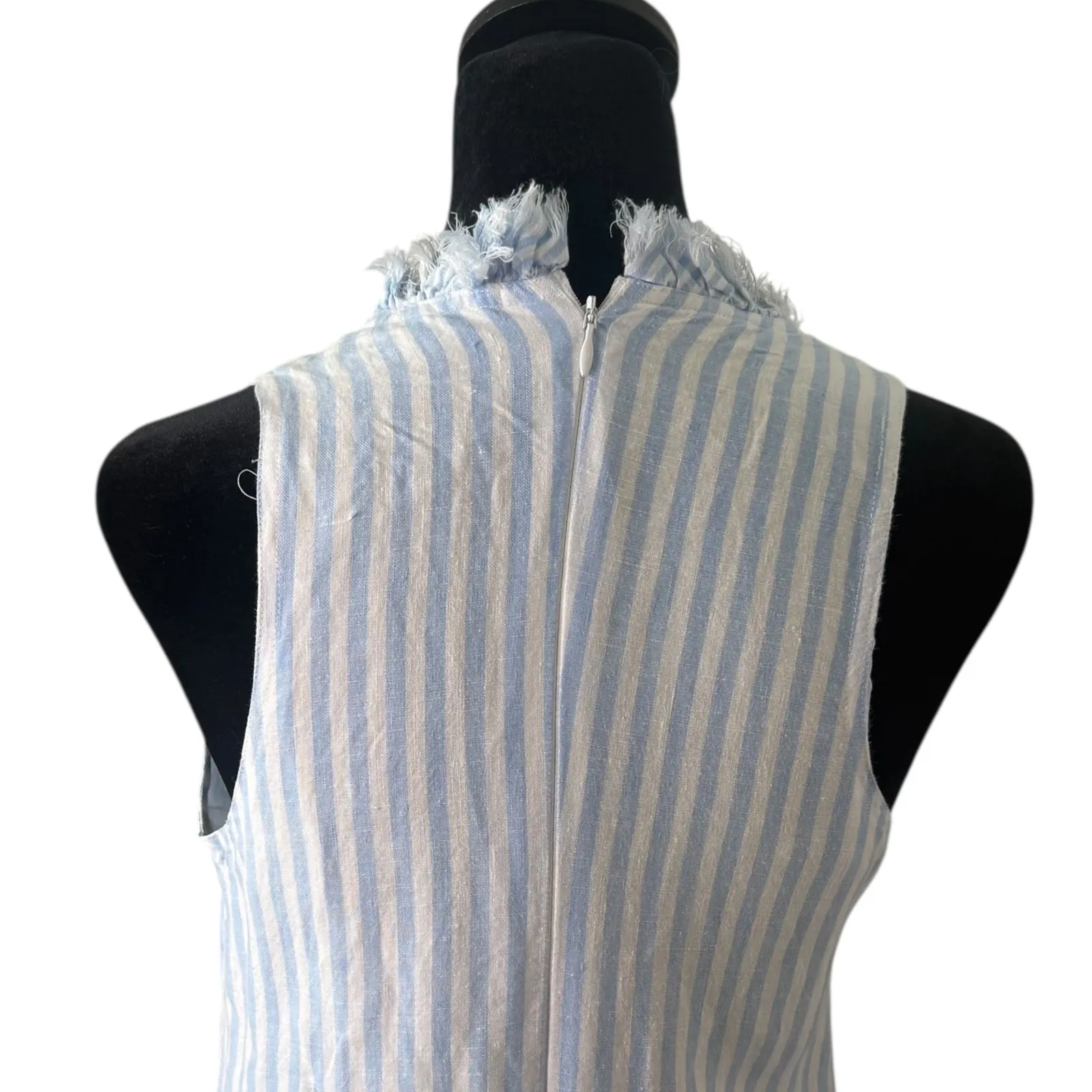 Tommy‎ Bahama Two Palms Mini Cabana Stripe Fringe Linen Dress Blue Size XXS - Image 6