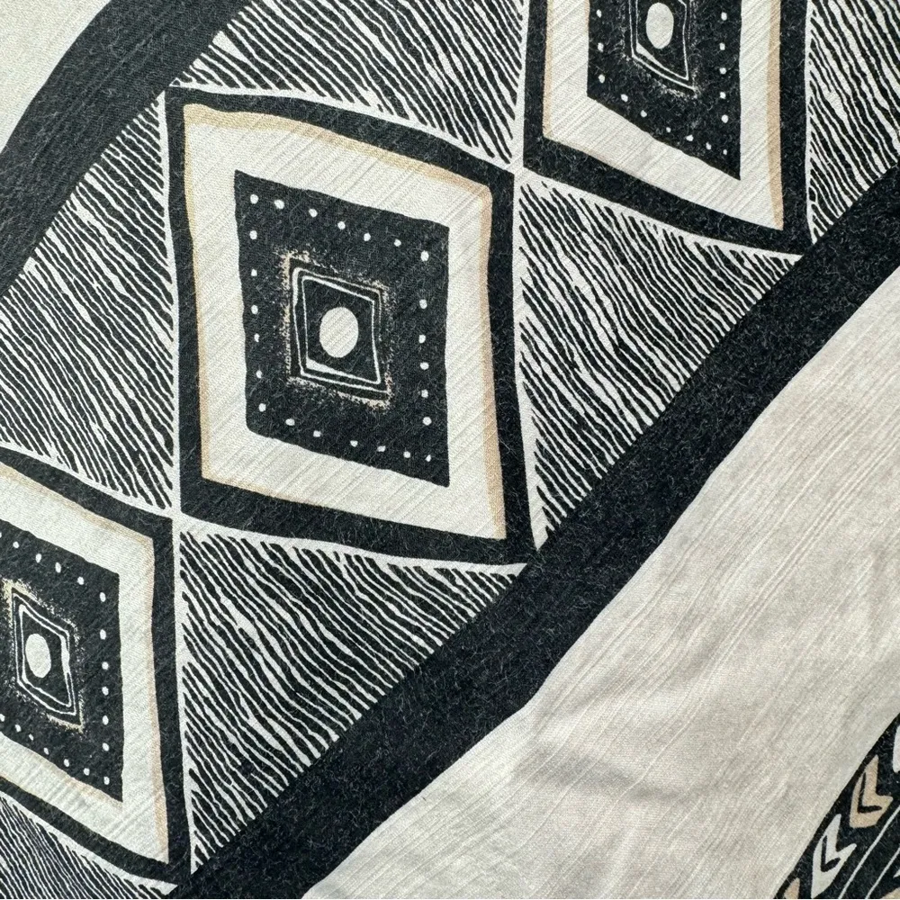 White House Black Market Black & Beige Silk & Cotton A Line Knee Length Skirt - Image 3