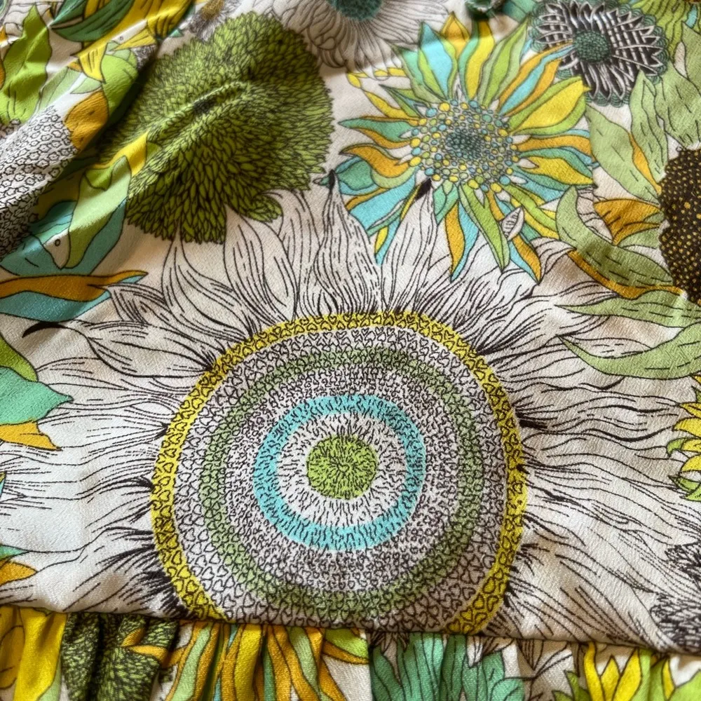 Liberty of London for Target Yellow Green Sunflower Floral Boho Top Blouse XS - Image 7