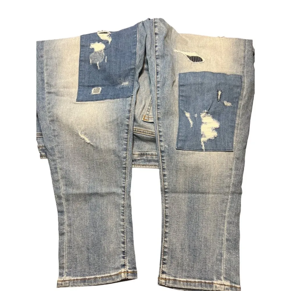 Lane Bryant Boyfriend Distressed Patchwork Jeans Light Wash Plus Size 20 - Image 4