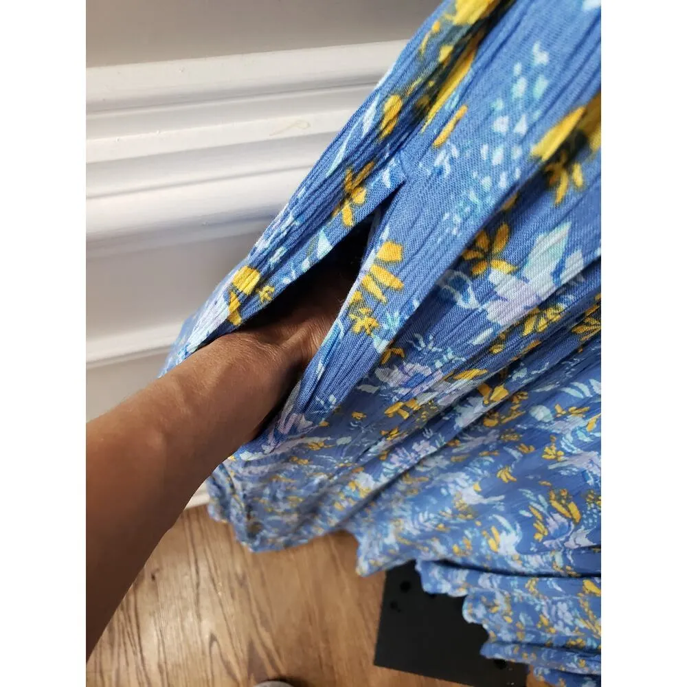 Woman Within Maxi Dress Womens 22W Blue Floral Rayon Long Sleeve Boho Style - Image 12