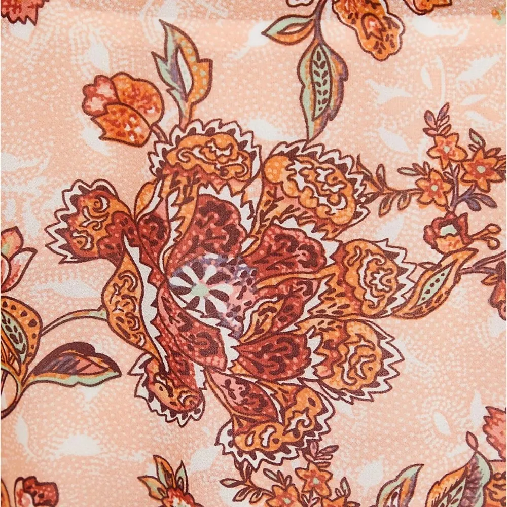 Torrid V Neck Lexie Babydoll High Low Tunic Top Chiffon Floral Pink Size 00 M - Image 7