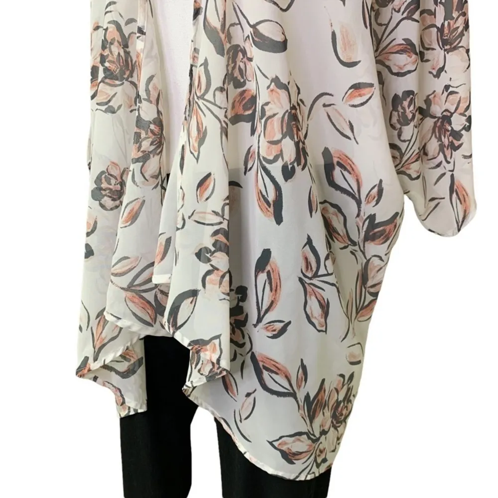 Women's𝅺 Liberty Love white floral print kimono cover up cardigan size xl - Image 3