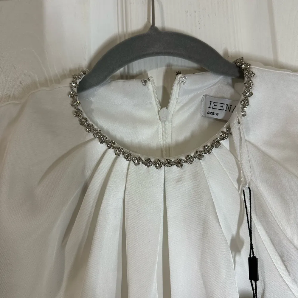 IEENA FOR MAC DUGGAL RHINESTONE EMBELLISHED NECKLINE SHIFT DRESS SZ 8 Event - Image 4