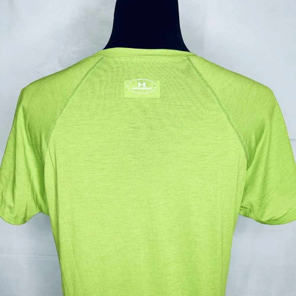 Under Armour Semi-Fitted Heat Gear V-Neck Women's Top Lime Green Size L - Image 9