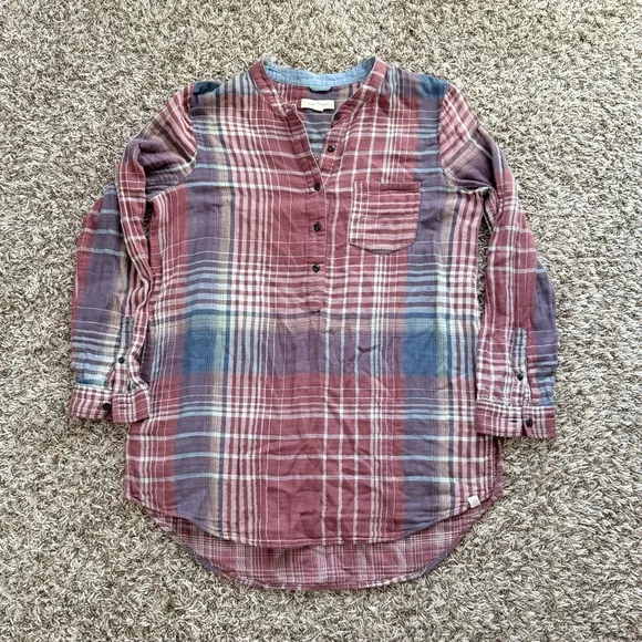Treasure & Bond Plaid Tunic Pullover Buffalo Check Country Blouse L - Image 3