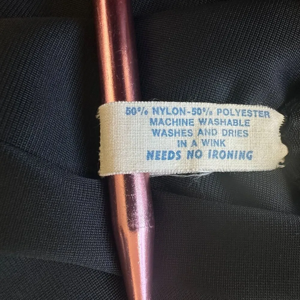 VTG 70s Maxi Half Split Slip M Lace Trim Hem Romantic Goth Lace Coquette Fairy Black Size M - Image 12