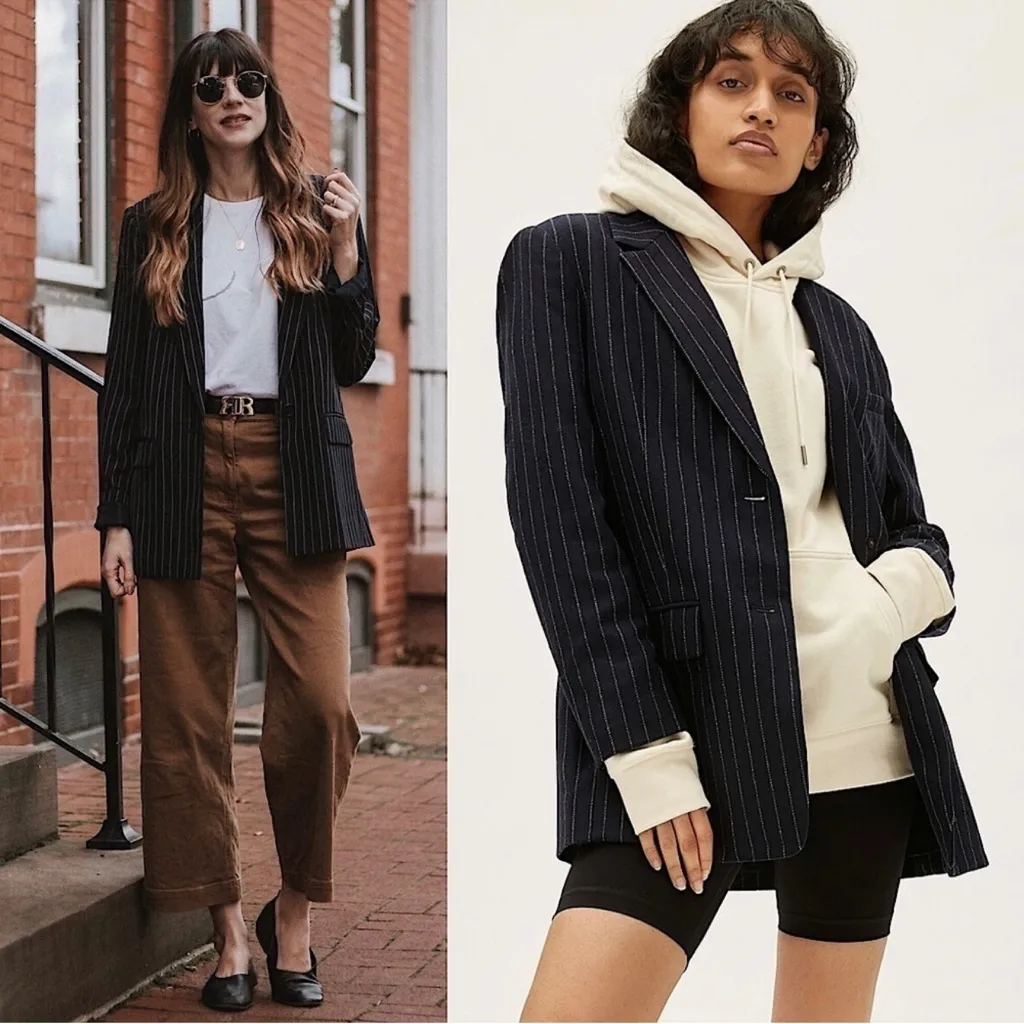 Everlane oversized pinstripe blazer tencel & cotton - Image 2