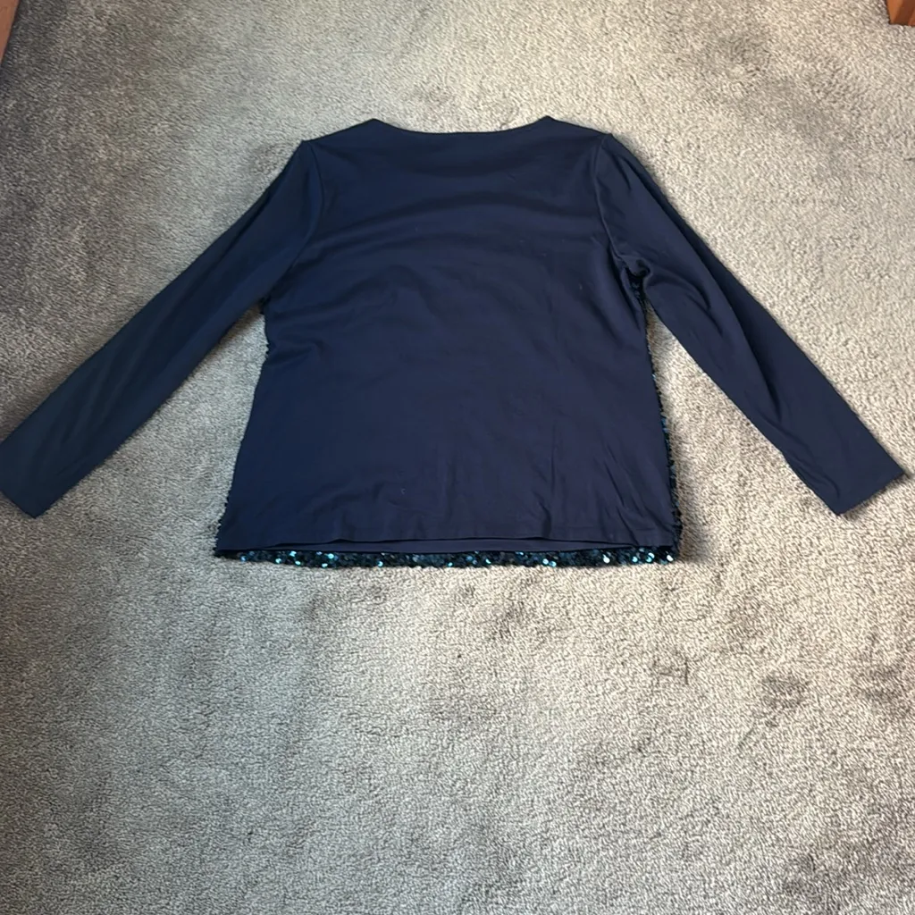 Talbots  Midnight Blue Sequin Top SIZE Lp - Image 5
