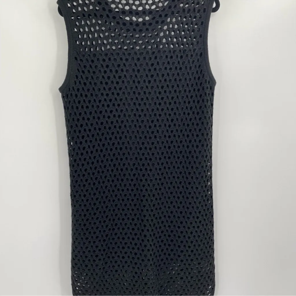 Lna Clothing Black boho Crochet Knit Beach Summer Coverup Dress Size Large - Image 5