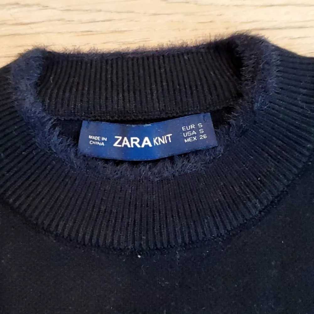 Zara Knit Black Short Sleeve Fuzzy Hem Shirt - Image 4