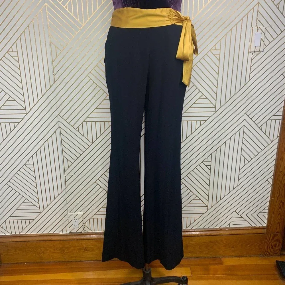 Ramy Brook Nina Jumpsuit Purple Velvet Black Yellow Sash Size‎ US 2 - Image 5