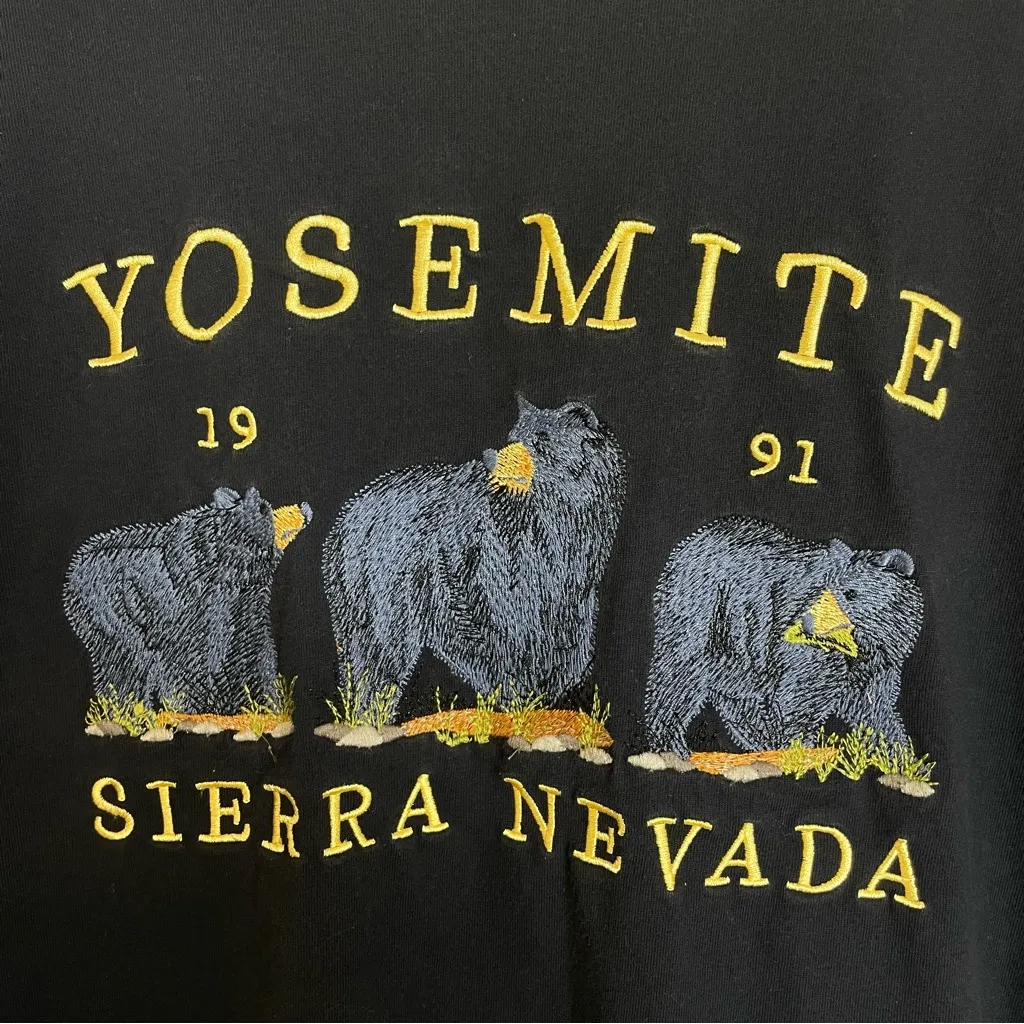 Yosemite 1991 Shirt One Size SHEIN Navy Blue Bears Sierra Nevada‎ Tourist Top - Image 10