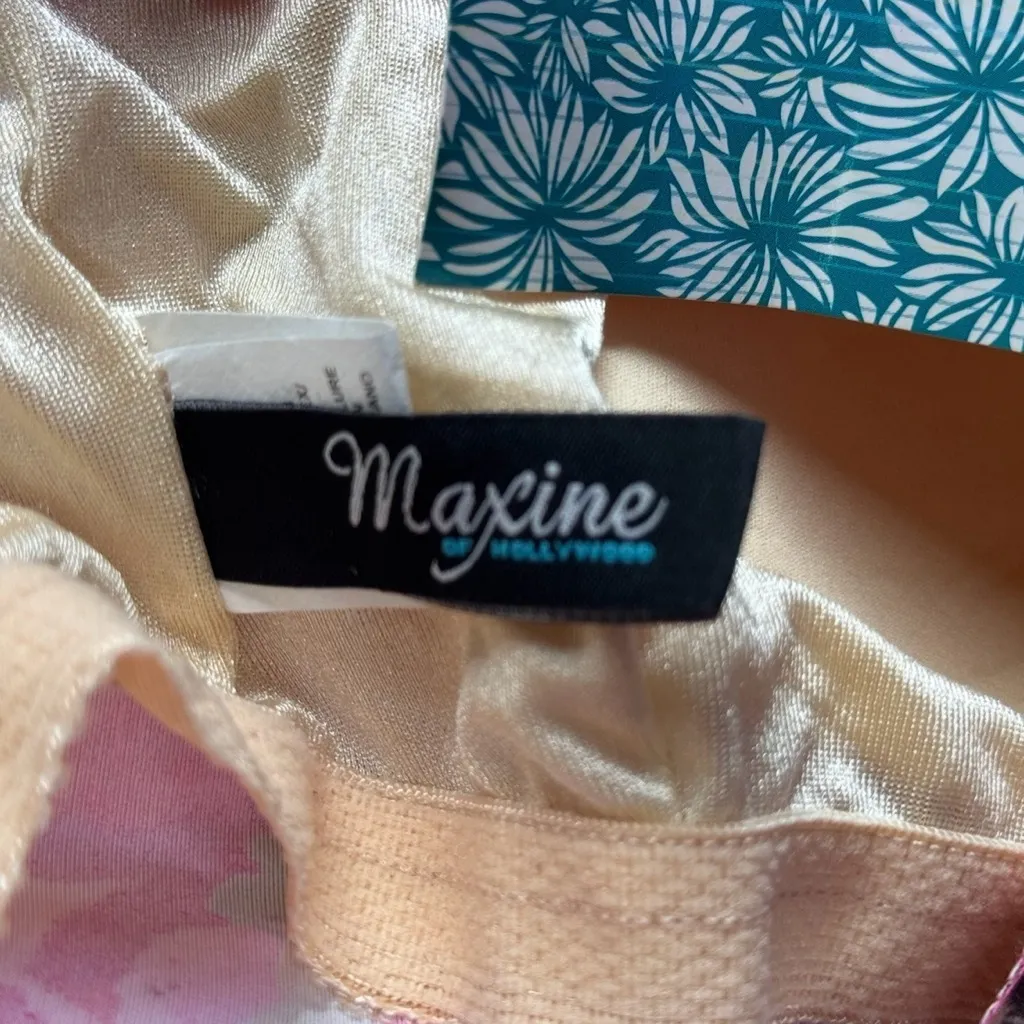 Maxine of Hollywood Tankini Top 14 Pink Floral Blouson Retro Glam Pool Beach - Image 7