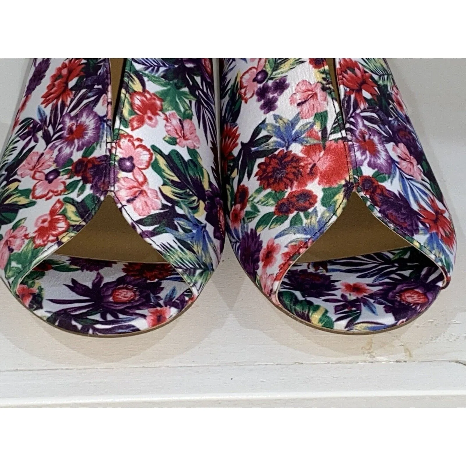 Comfortview Kitten Heels Floral Peep Toe Sling Back Pumps NEW Women's size 12W - Image 3