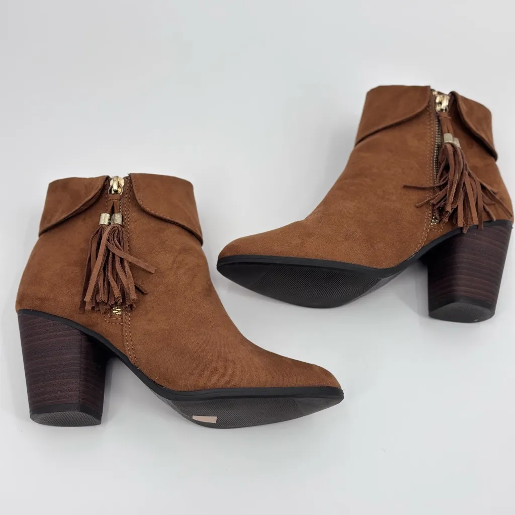 LC Lauren Conrad Brown Ankle Booties with Tassel - Image 7