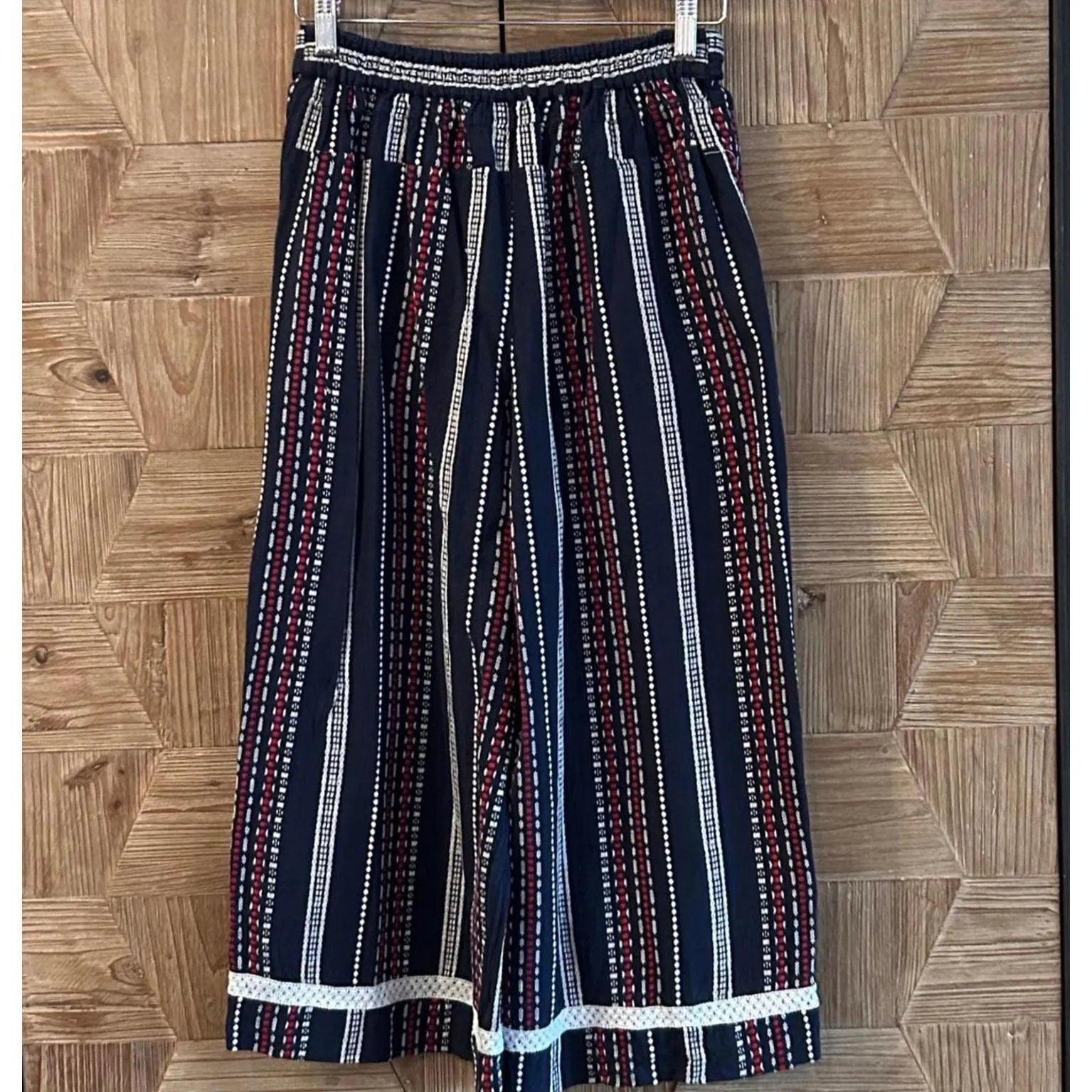 Patrons of Peace Womens Cropped Pants Navy Blue Embroidered Size M Size M - Image 5