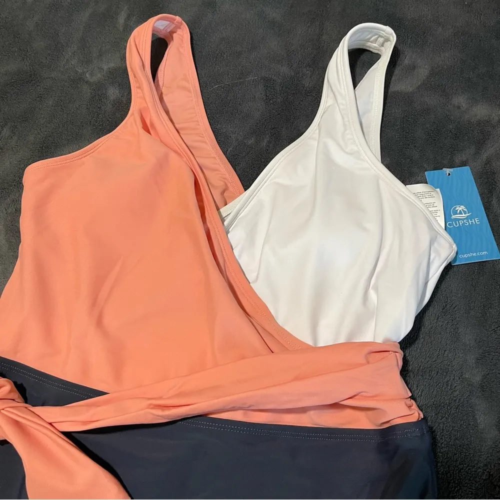 Cupshe wrap color block tie side one piece swimsuit SZ:M - Image 6