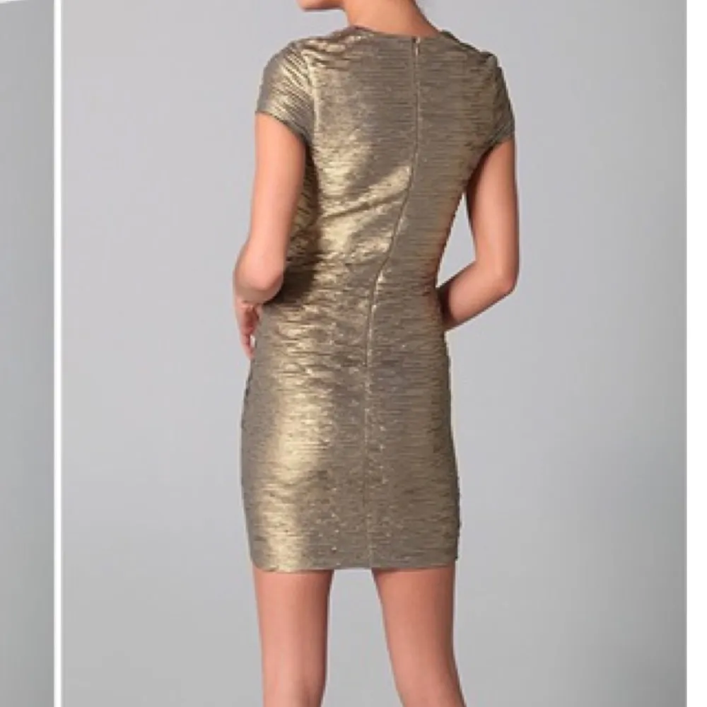 Torn by Ronnie Kobo gold shimmer metallic dress - Image 3