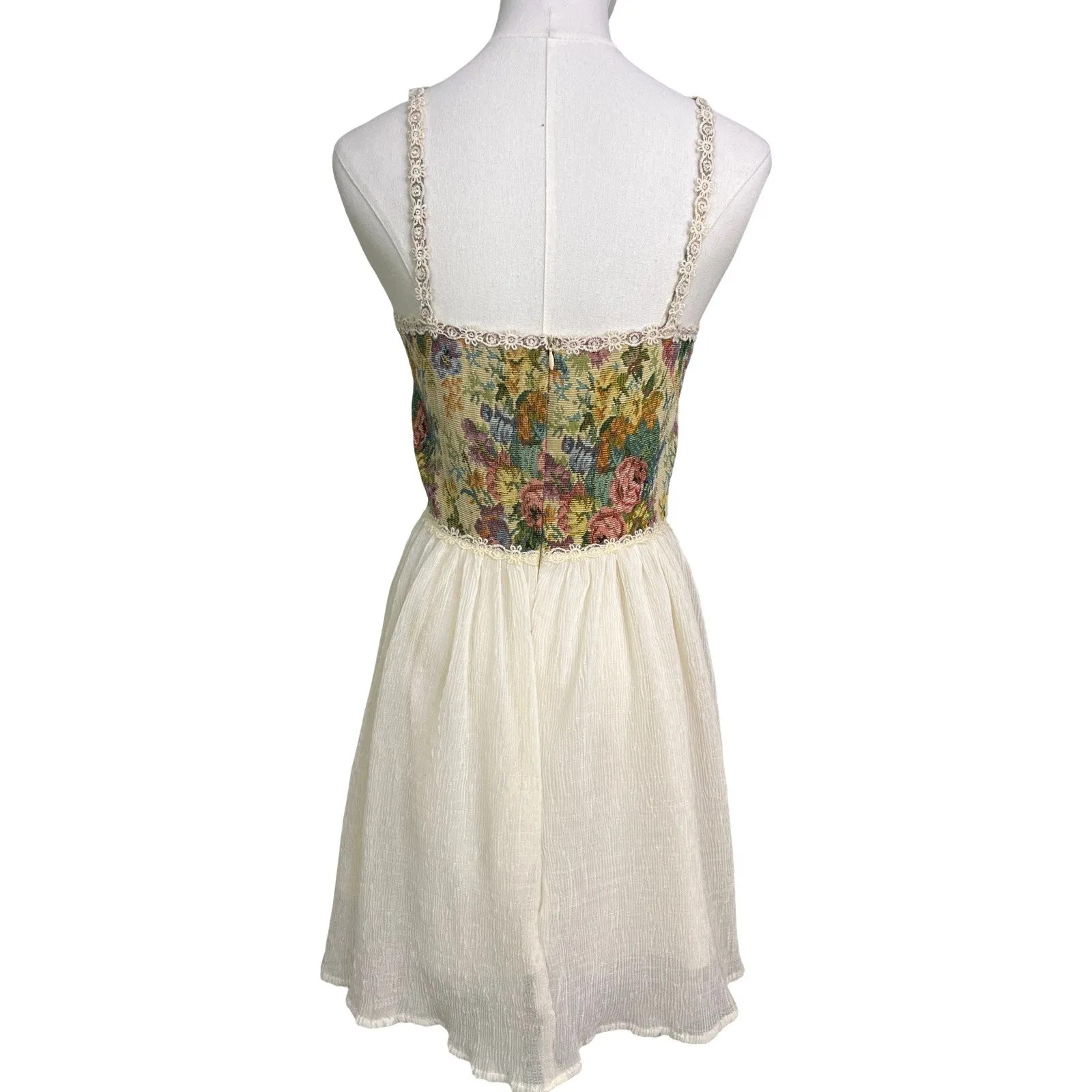 Cider Floral Tapestry Corset Dress Lace Up Bodice Cream Skirt NWT Size Small - Image 5