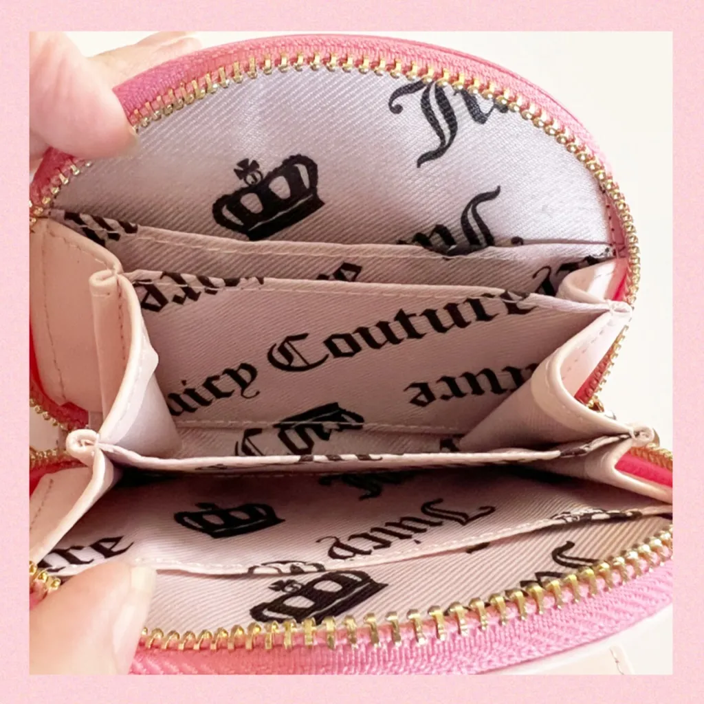 JUICY COUTURE Taking The Lead Half Moon Card Holder Interior Mirror Jeweled Pink - Image 5